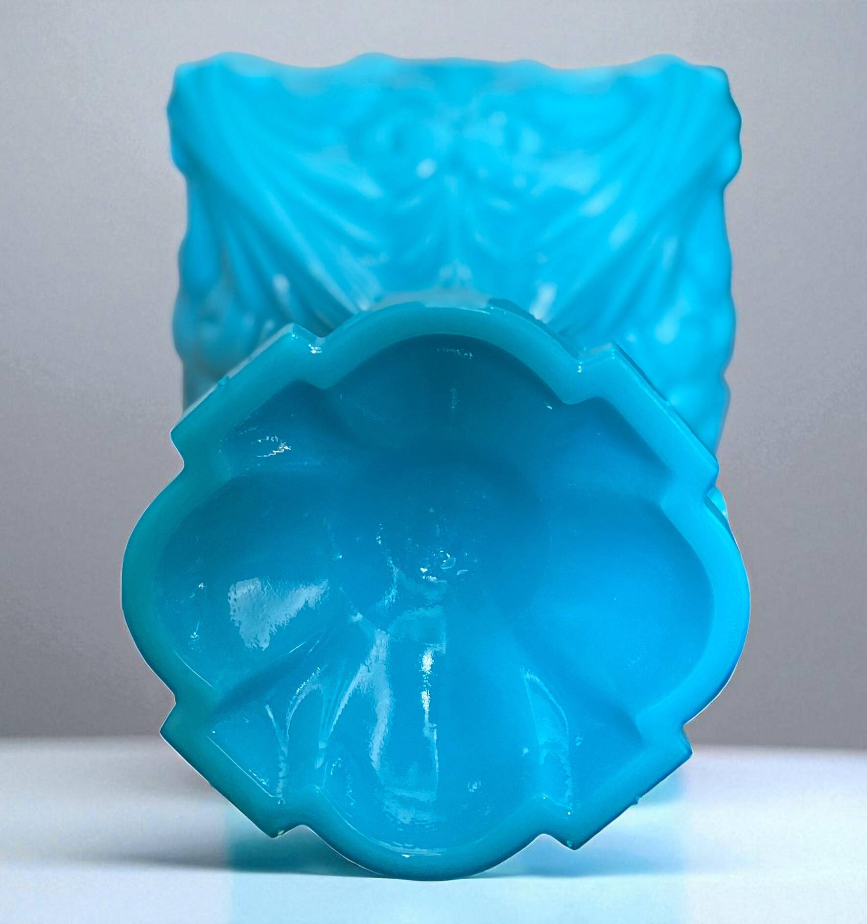 Turquoise blue opaline footed bowl from the 1930s/40s