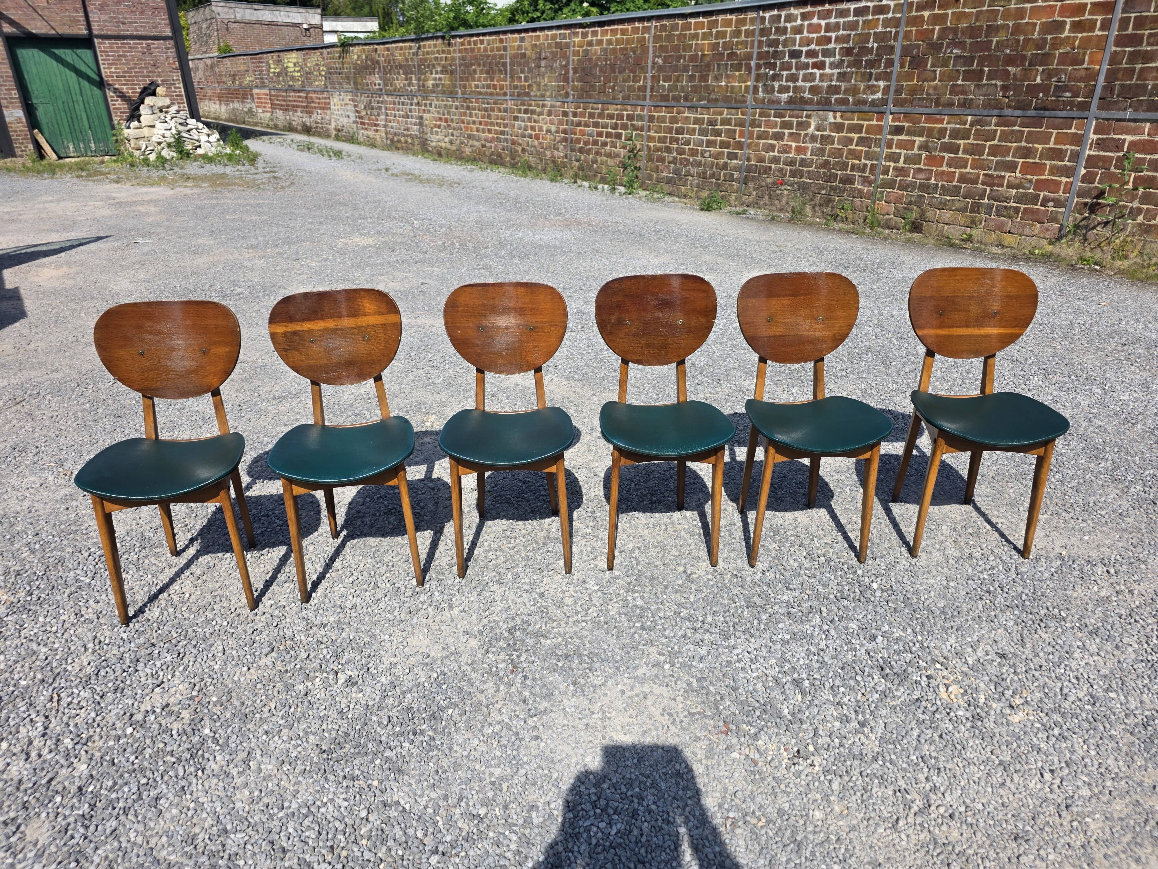 6 chaises scandinaves en chêne des années 60