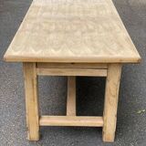 Renovated farmhouse dining table in raw wood 180cm 20th century