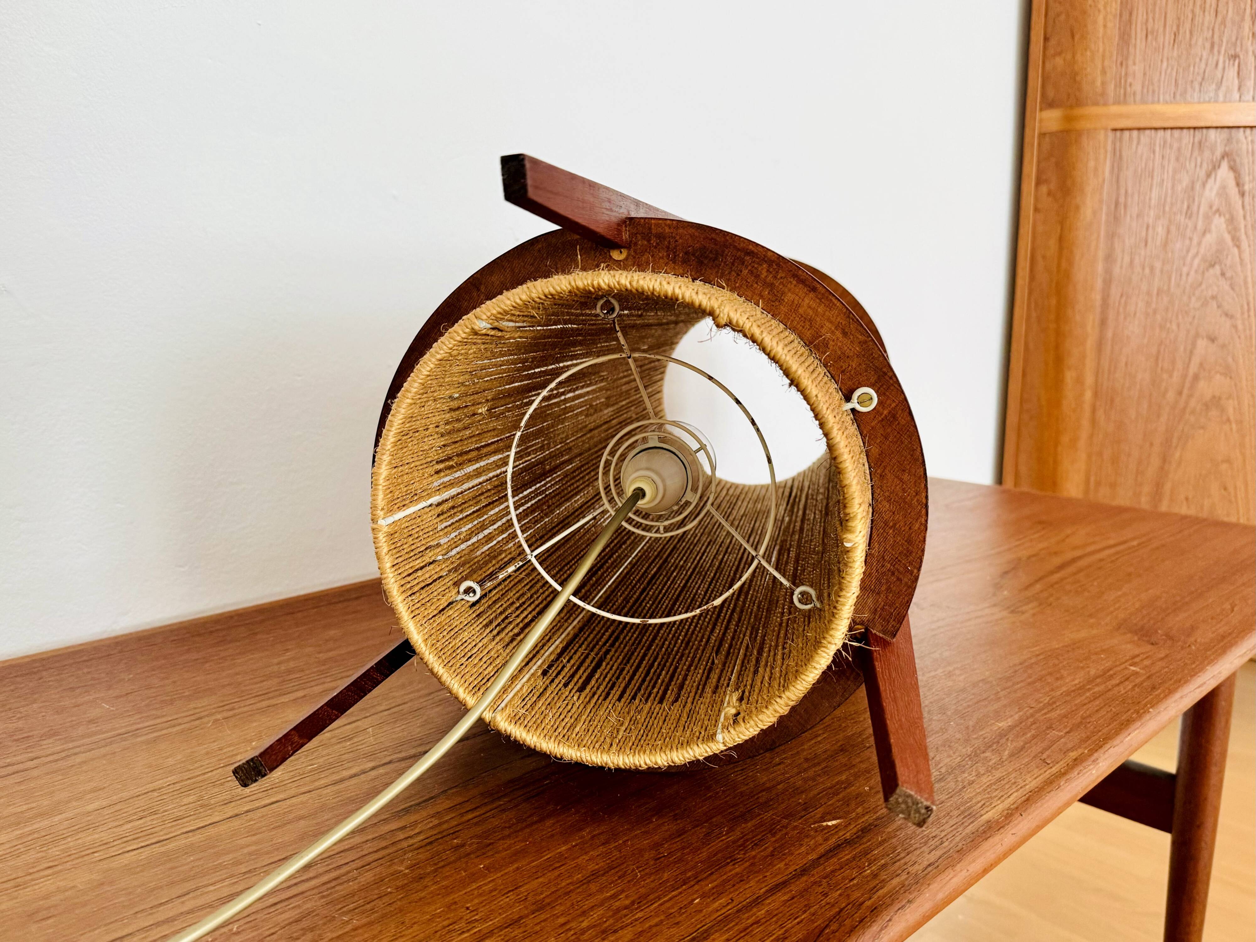 Danish Sisal and Teak Floor or Table Lamp by Ib Fabiansen for Fog and Morup