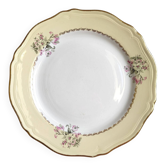 Plat rond vintage L'Amandinoise modèle Paola crème et blanc fleurs