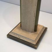 Table Lamp in Travertine and Gold Chrome, French Work, circa 1970