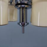 Restored Bauhaus/Art Deco chrome & glass chandelier, Czechoslovakia, 1930s