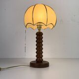 French modernist wood turned mushroom cocoon table lamp, 1950s