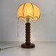 French modernist wood turned mushroom cocoon table lamp, 1950s
