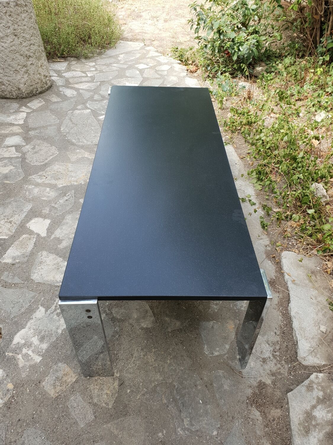 Chrome metal and marble coffee table 1970