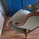 Vintage Louis XV style wing chair, light green velvet