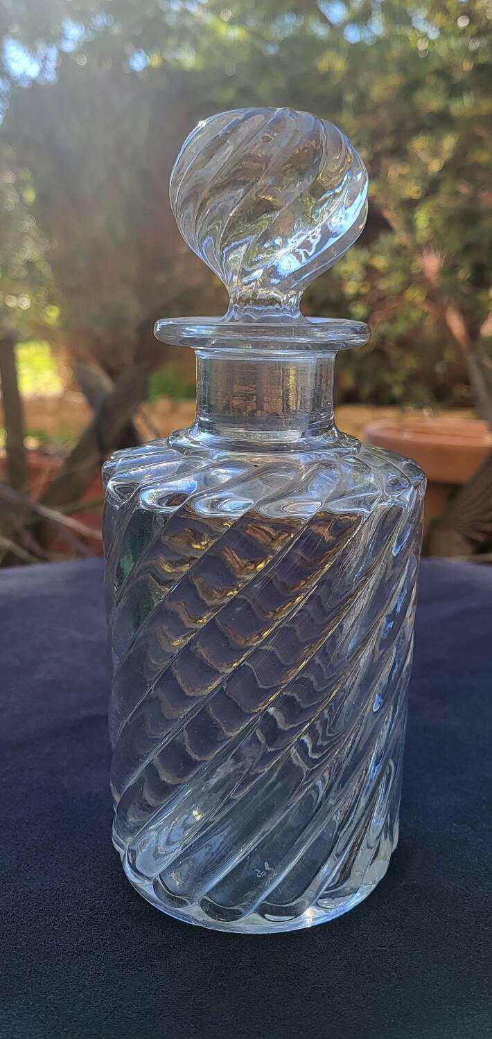 Large bamboo crystal bottle by Baccarat