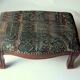 Small foot stool made of wood with upholstery, vintage from the 70s