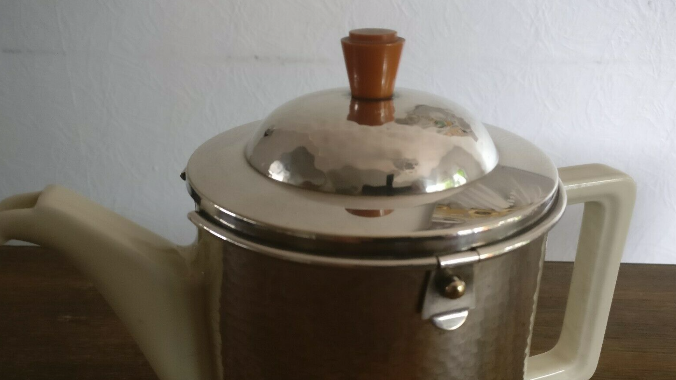 Teapot art deco thermos Bauscher Weiden silver metal and Bakelite feet 1930's