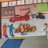 School poster 1960 framed double-sided n14bis The butcher charcutier- n 15 The garage