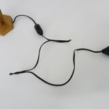 Sculptural lamp in carved oak wood, 70s 80s