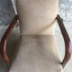 Art Deco armchair - curved wooden armrests - wool coating - mid-twentieth century