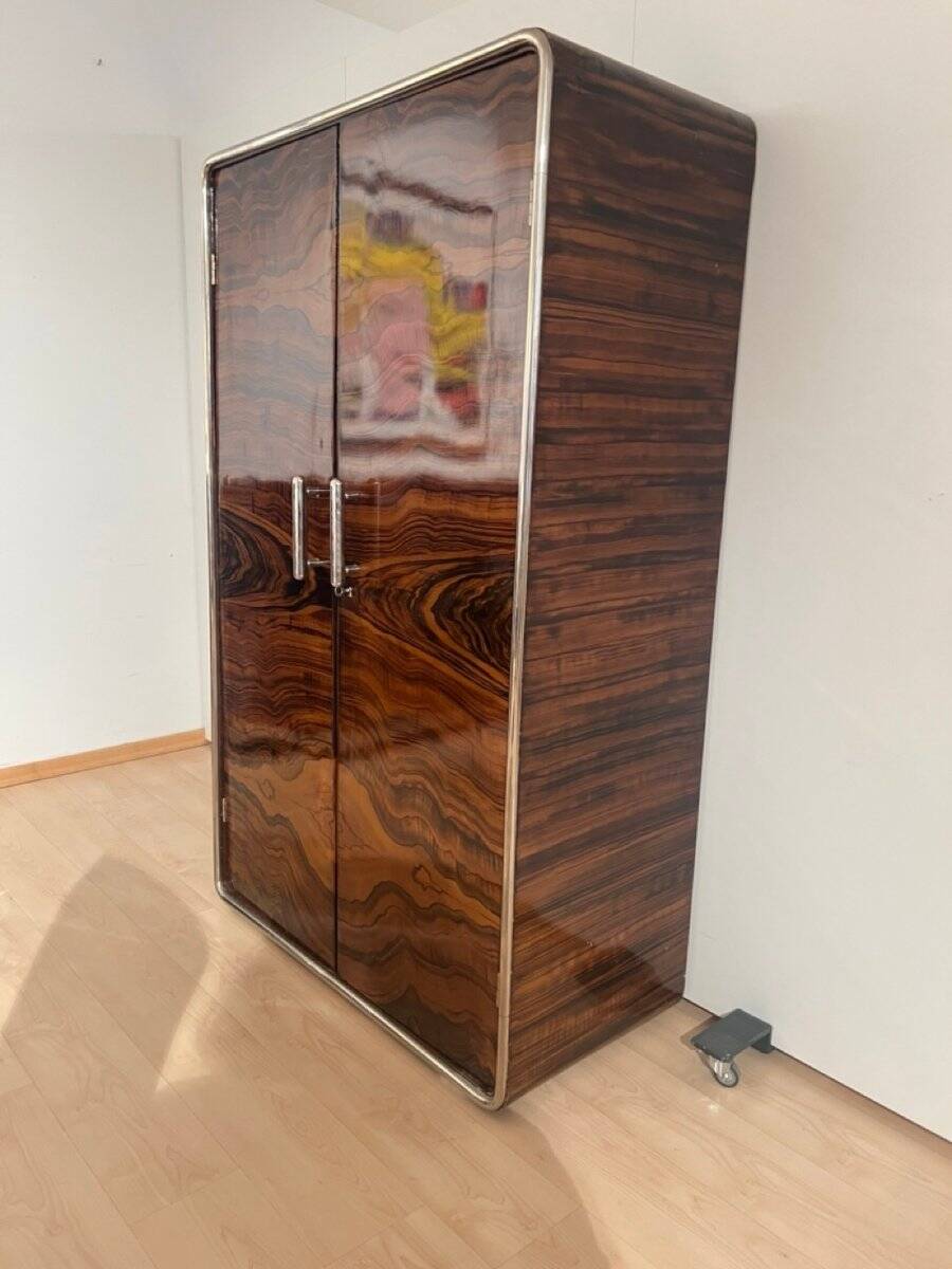 Bauhaus Wardrobe in Palisander Optic, Steel Tube and Chrome, Germany, 1930s