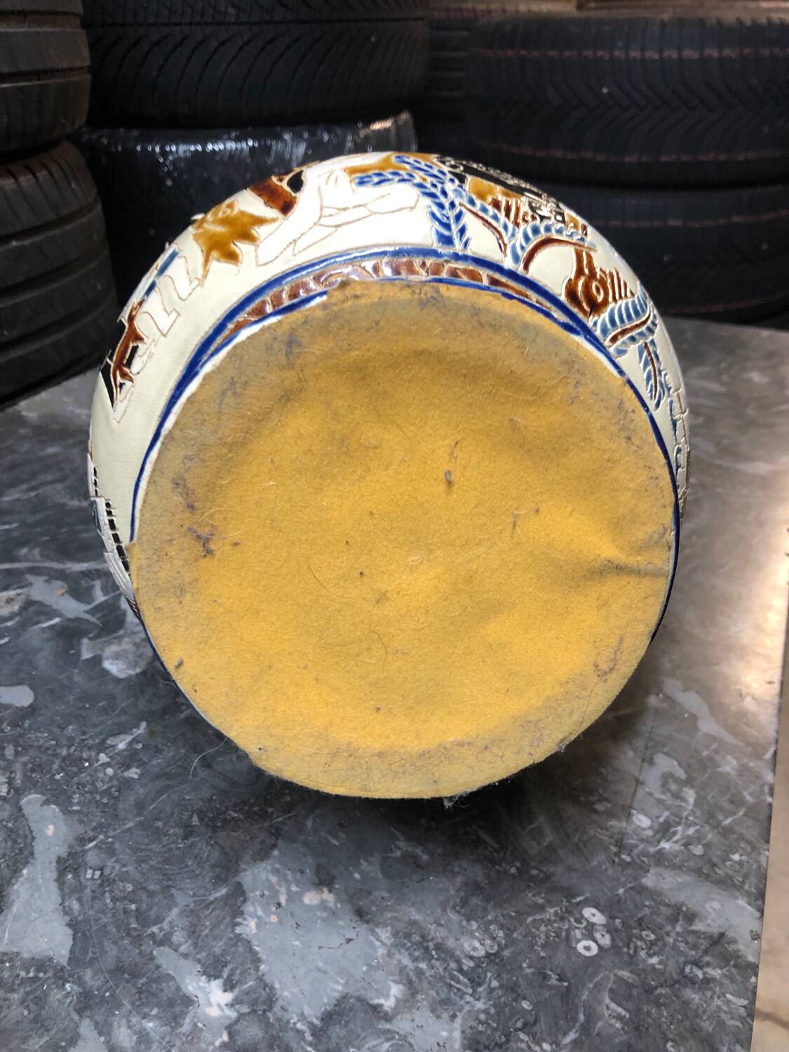 Polychrome ceramic vase in glazed stoneware