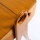 1950s ash wood sewing box, with a hinged top, multiple compartments