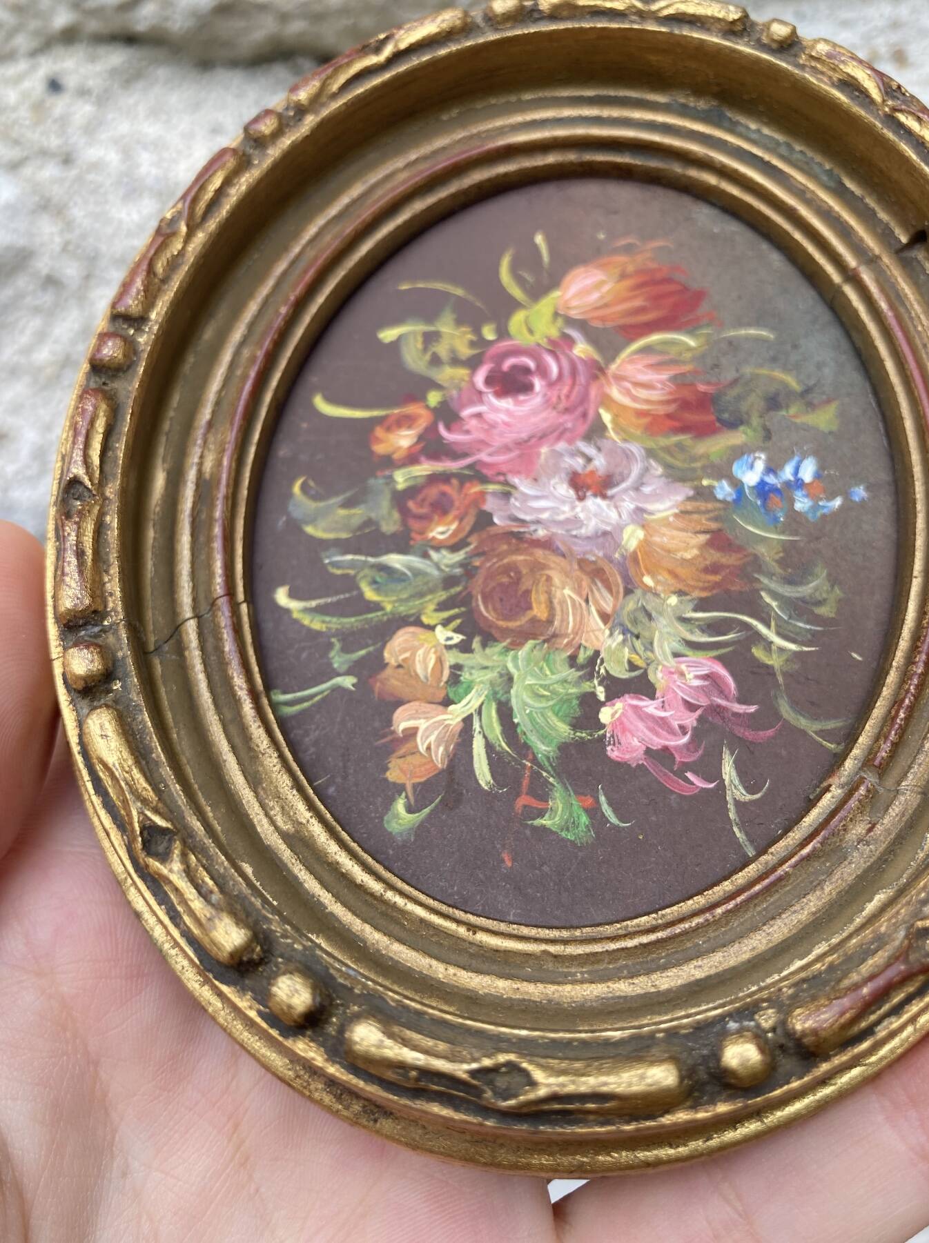 Small vintage flower painting