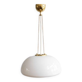 Czechoslovakian Milk Glass Hanging Lamp made by Osvětlovací Sklo, 1970s