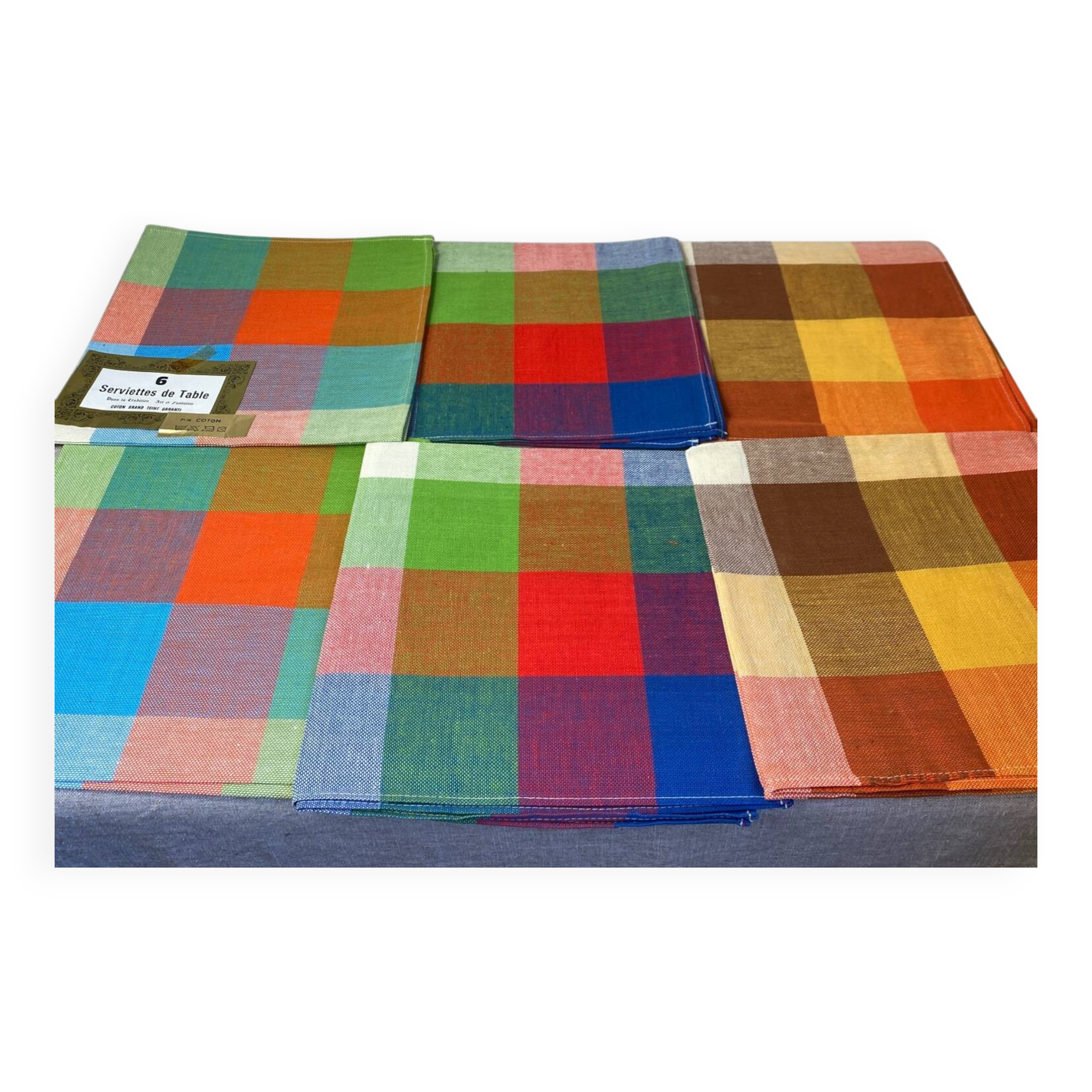 Vintage plaid cotton napkins