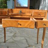 Rustic Louis XV hairdresser in cherry wood, functioning as a desk.