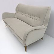 Attributed Gio Ponti Mid-Century Modern Velvet Sofa for ISA, 1950s