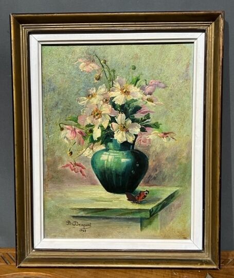 Nature morte aux fleurs. huile sur panneaU, B. Dexpers