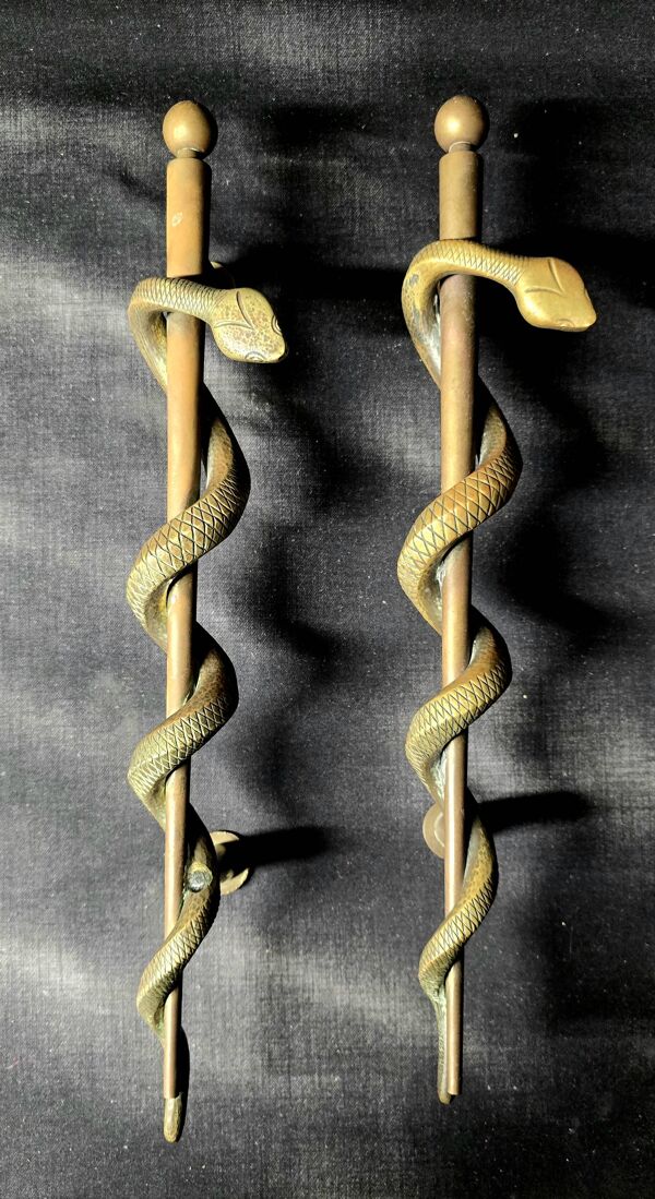 Poignées de porte de pharmacie en bronze