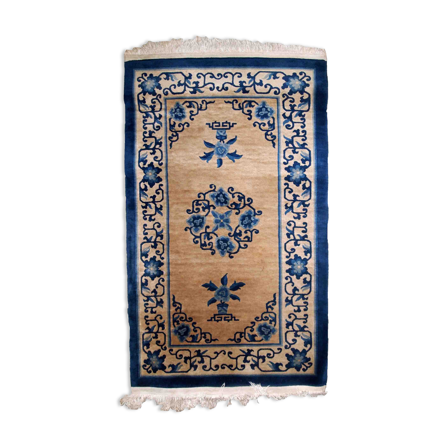 Old Chinese Peking handmade carpet 94cm x 161cm 1940s