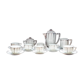 LIMOGES White and Silver Art Deco Style Coffee Service