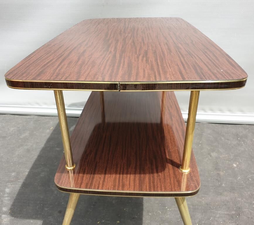 Rolling service 1960 two trays Formica mahogany