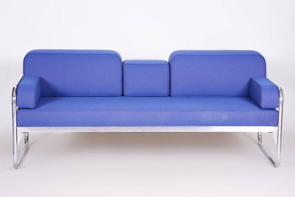 Bauhaus Blue Sofa attributed to Hynek Gottwald, Czech, 1930s