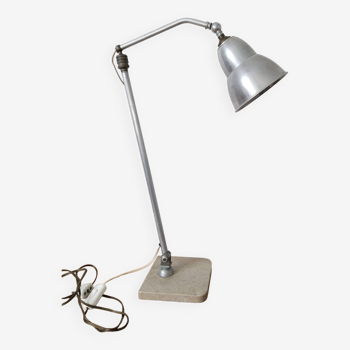 Articulated desk lamp, in aluminum and marble