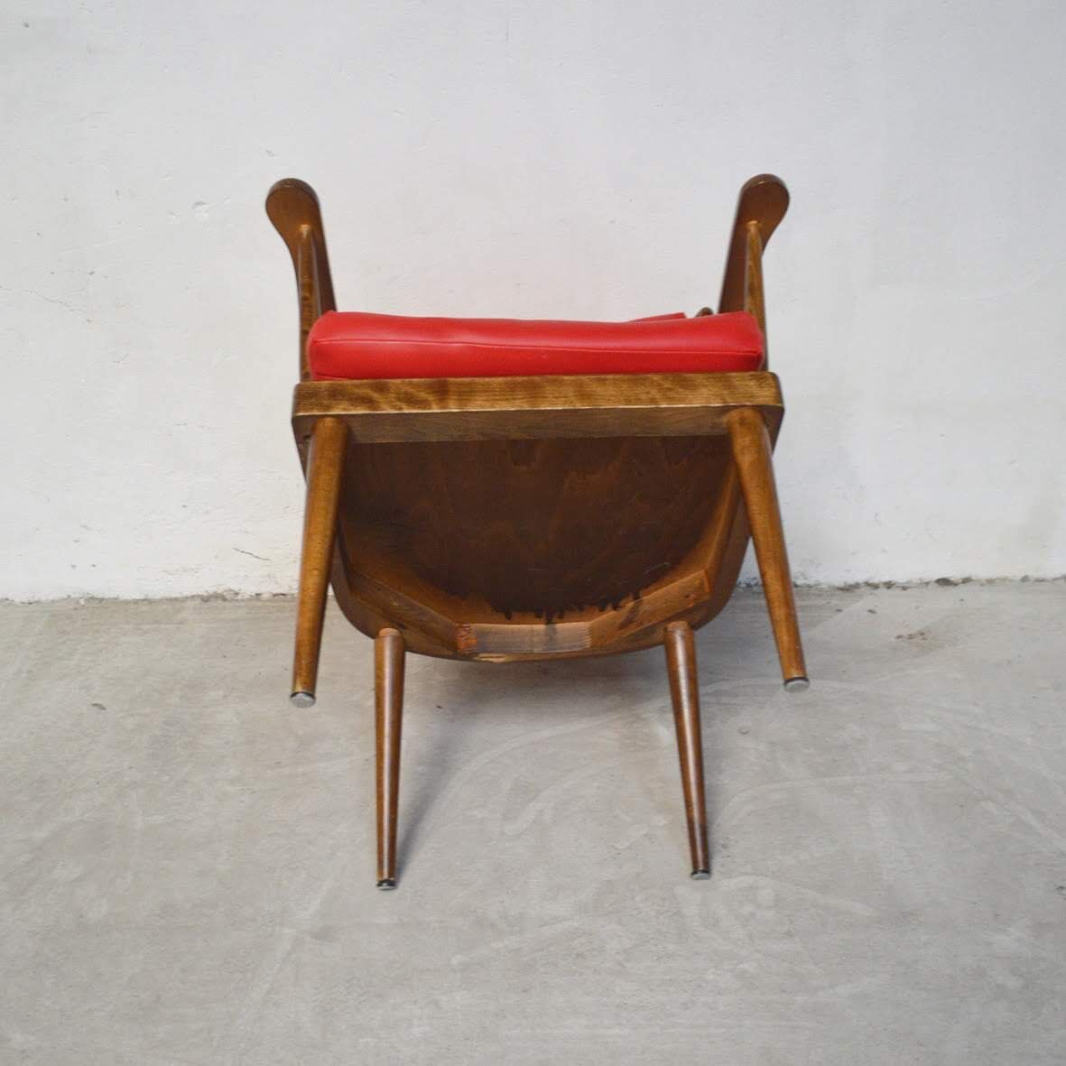 Fauteuils « Éventail »  Baumann rouge et jaune orangé années 80