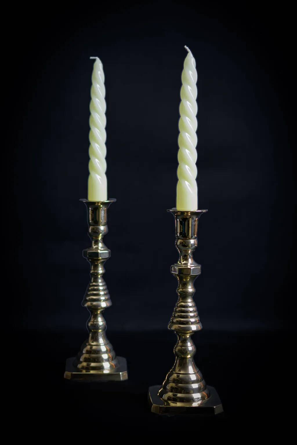 Pair of Victorian copper and brass candlesticks