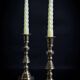Pair of Victorian copper and brass candlesticks