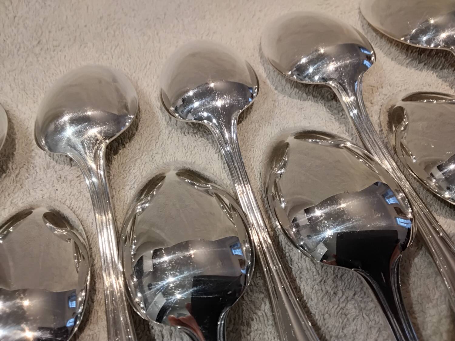 6 silver-plated soup spoons, Christofle Albi silversmith, 20.6cm