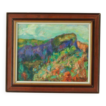 Huile sur toile vintage européenne originale – « Paysage vivant »