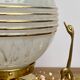 Vintage globe-laying lamp in white Clichy glass gold stripes.