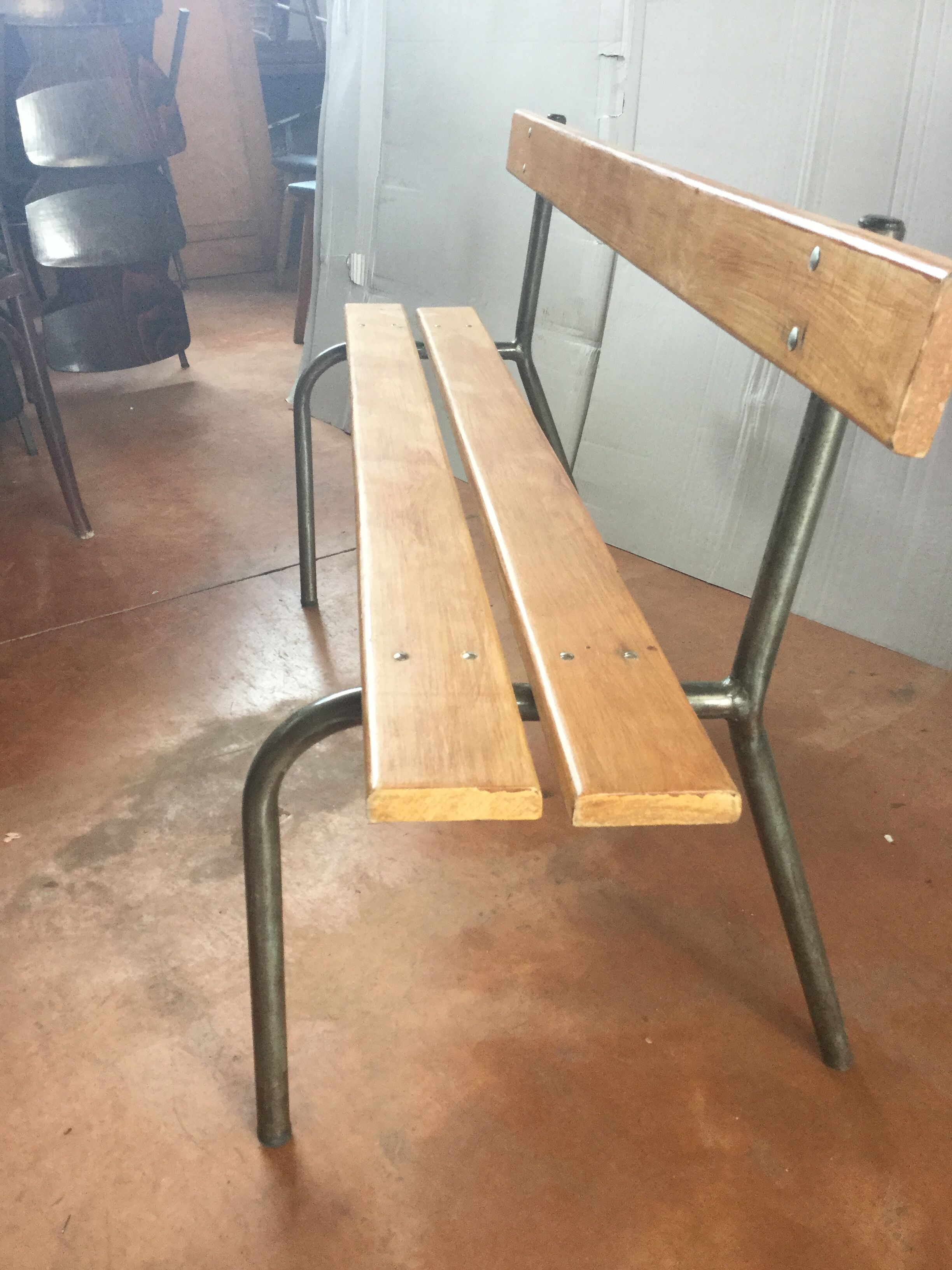 Former school bench with back