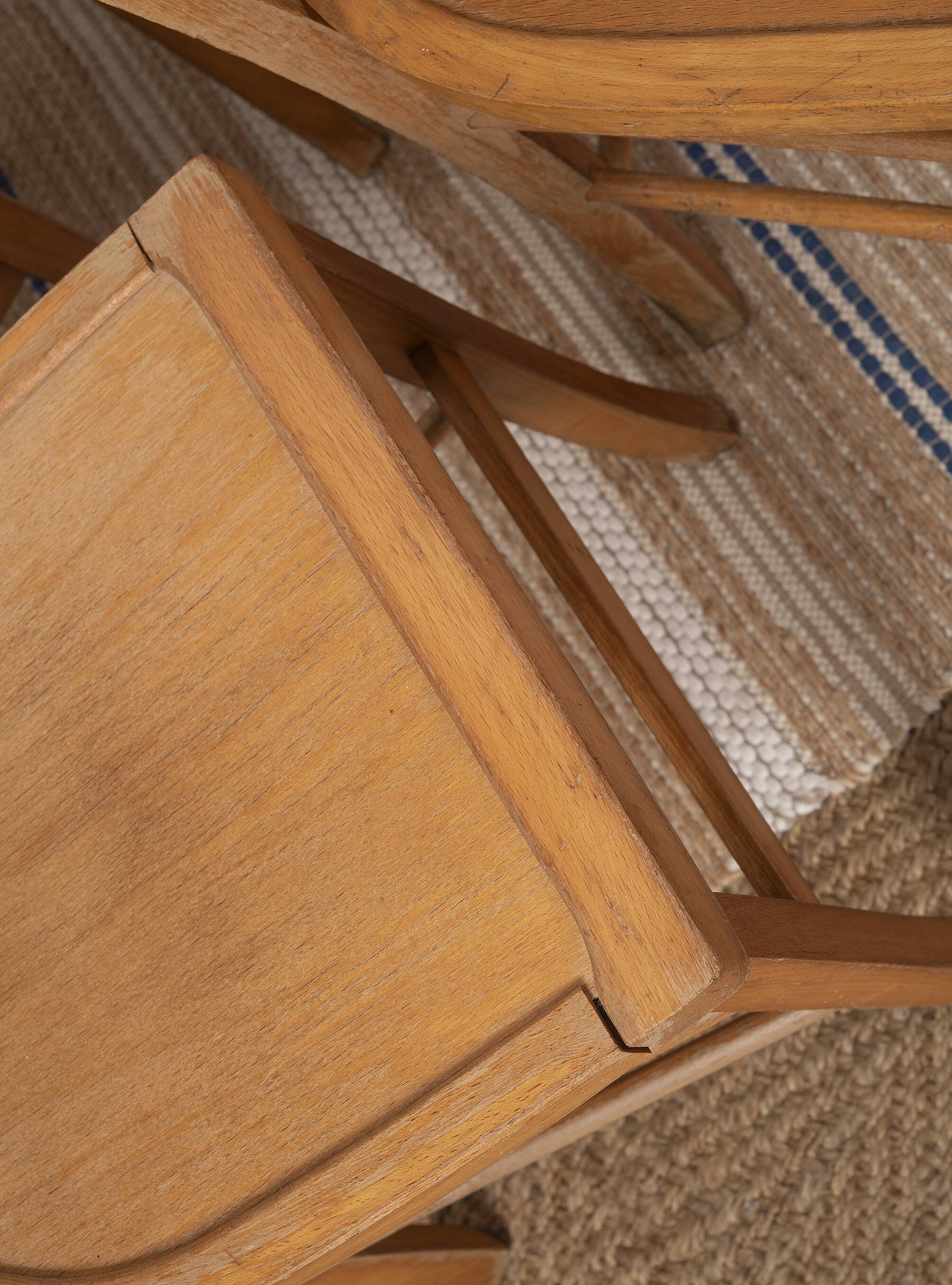 6 bistro chairs, blond wood, typical Luterma brand, 1950s-60s