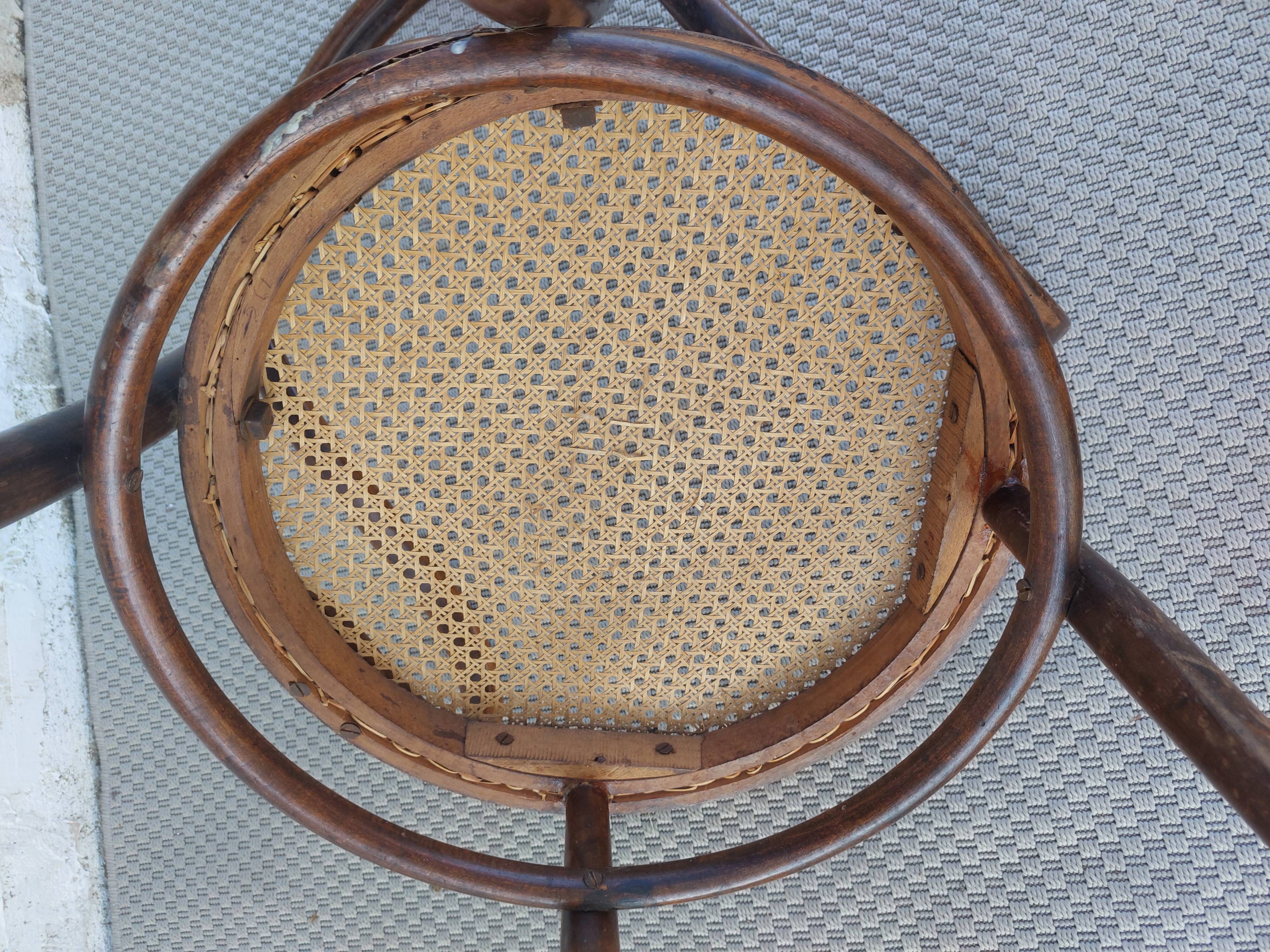 Fauteuil canné et bois courbé style Thonet Fischel, années 30