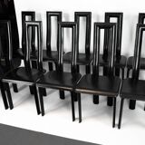 Postmodern Set of ten leather dining chairs by Antonello Mosca for Ycami. I