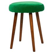 Tabouret en velours vert herbe mi-siècle, Europe, années 1960