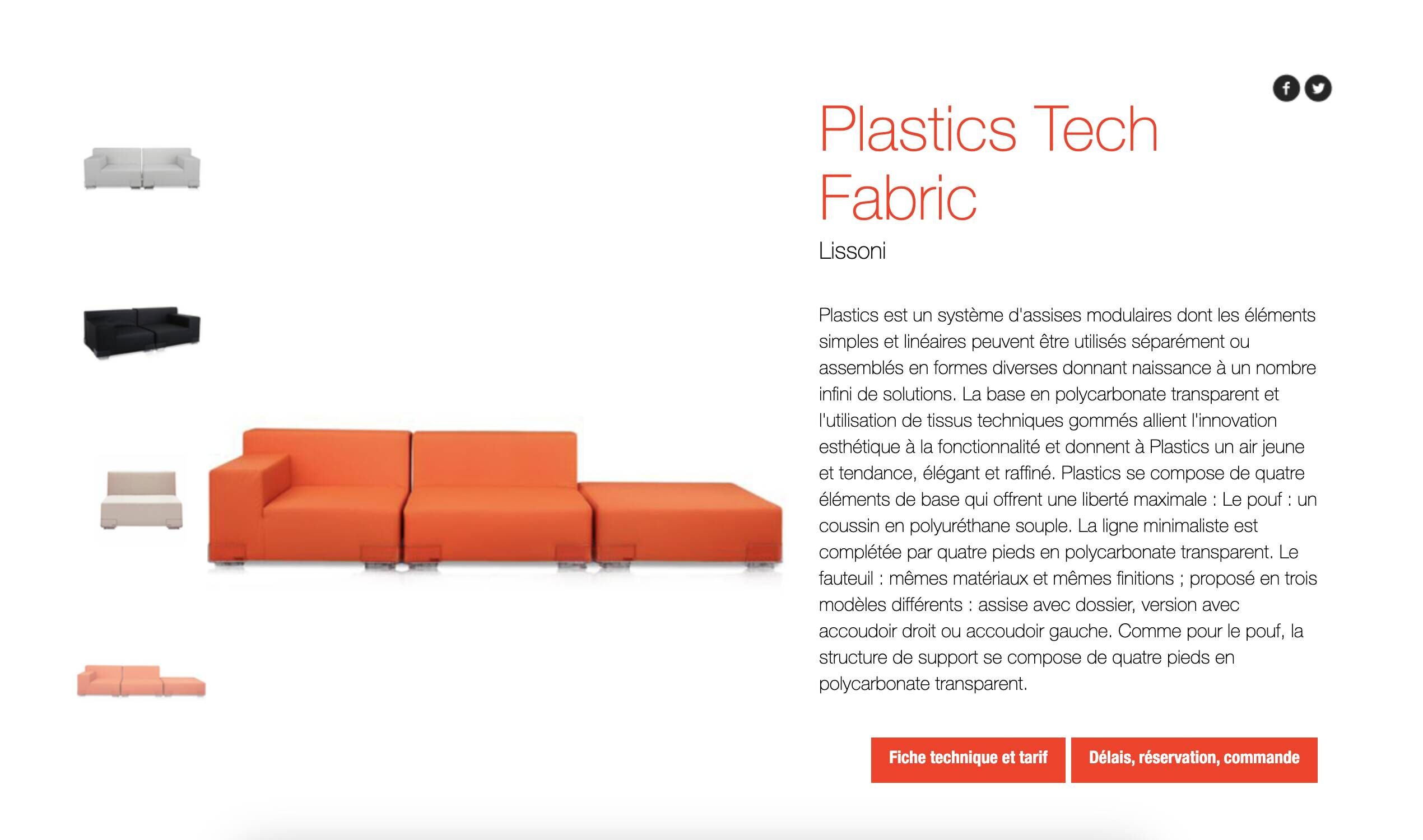 Ensemble Chauffeuse et Pouf "Plastics" - Design Piero Lissoni pour Kartell