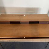 Wooden school desk with storage