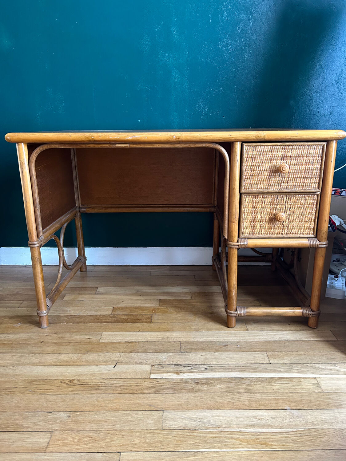 Rattan and wicker desk and chair 1960