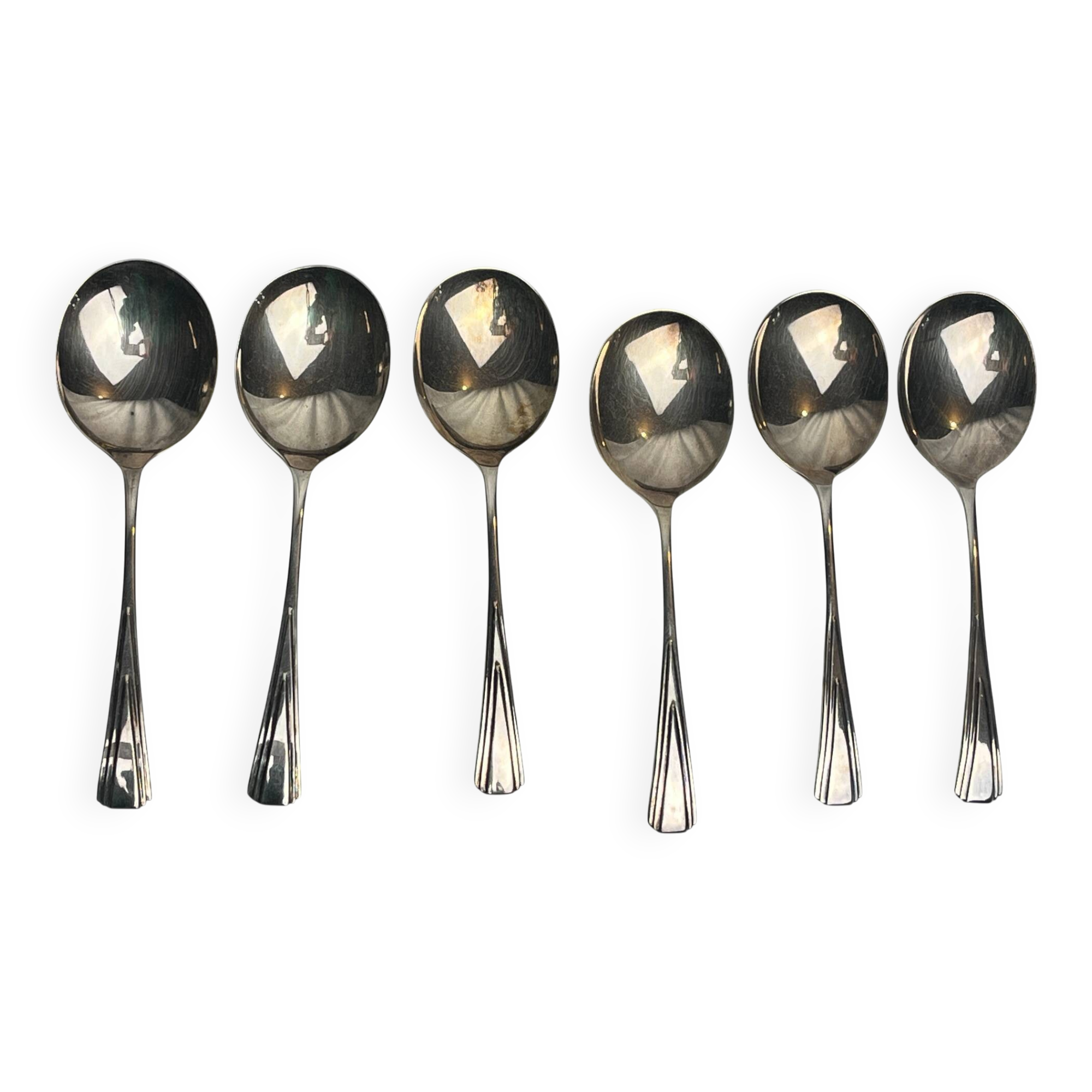 Art de la table, six cuillères à glace métal argenté anglais vers 1930
