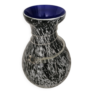 Vase en verre soufflé - blanc noir