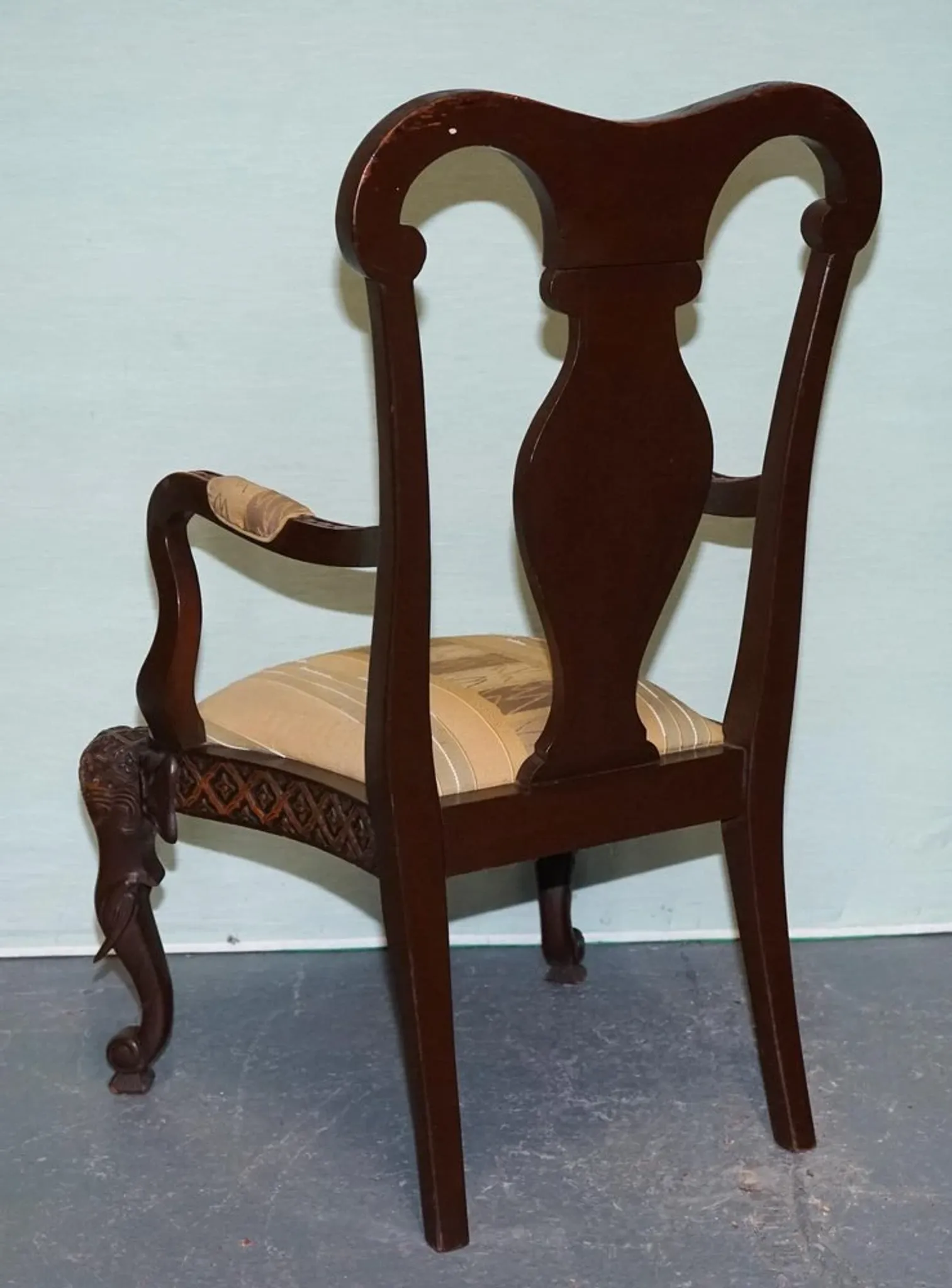 Heavily Carved Anglo-Indian Wooden Armchair