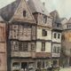 Breton painting painting, Watercolor Lannion, Signed Kehr
